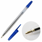 Ручка шариковая, синий стержень, прозрачный корпус, GROSS