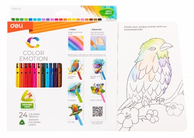 Карандаши Deli «Color Emotion», 24 цвета, треугольные 00220С