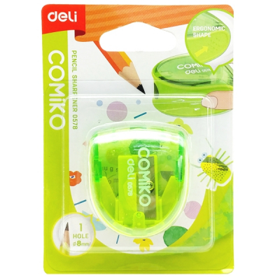 Точилка одинарная с контейнером "COMIKO", Deli 0578