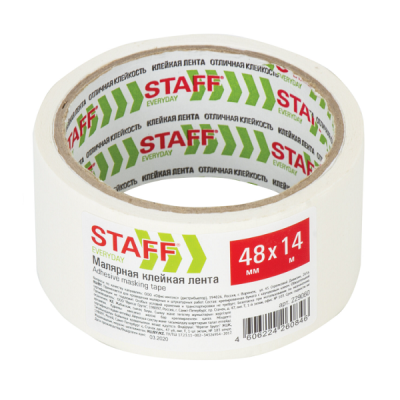 Клейкая лента малярная креппированная 48 мм x 14 м, STAFF, 229060
