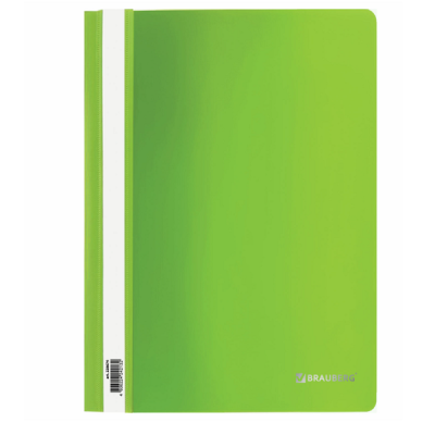 Скоросшиватель пластиковый BRAUBERG, А4, 130/180 мкм, салатовый, 228674