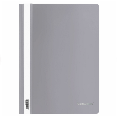 Скоросшиватель пластиковый BRAUBERG, А4, 130/180 мкм, серый, 220387