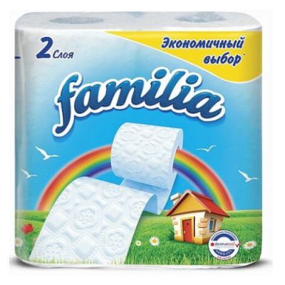 Бумага туалетная 2-х слойная FAMILIA, 4 рул./уп.