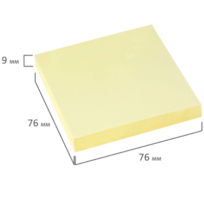 Блок самоклеящийся (стикеры), STAFF, 76х76 мм, 100 листов, желтый, 126496