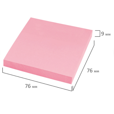 Блок самоклеящийся (стикеры) STAFF STANDARD, ПАСТЕЛЬНЫЙ 76х76 мм, розовый, 100 листов, 116576