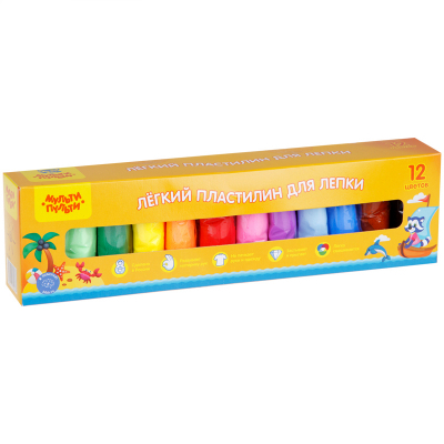 Легкий пластилин для лепки Мульти-Пульти, 12 цветов, 120г, картон ЛП_38966