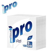 Салфетки бумажные однослойные PROtissue, 24*24см, 100шт, белые, С184