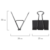 Зажимы для бумаг STAFF EVERYDAY, 25мм, 12шт/уп, чёрные, 224607