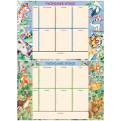 Расписание уроков с расписанием звонков А3 BG "Пиши-стирай. Животные", 367884