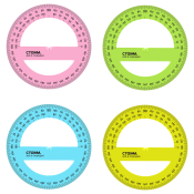 Транспортир 12см, 360° СТАММ, пластиковый, прозрачный, неоновые цвета, ассорти, ТР51