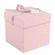 Коробка складная подарочная MESHU "Pink terrazzo", (15*15*15см), с лентой, отд фольгой, MS_62559