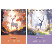 Скетчбук 60л., А6 BG "Сказочный олень", на гребне, глянцевая ламинация, 120г/м2, СА660гр_61990