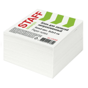Блок для записей STAFF непроклеенный, куб 8х8х4 см, белый, белизна 90-92%, 126368