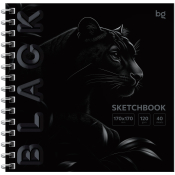 Скетчбук 40л., 170*170 BG "Black. Tiger", на гребне, soft tuch, выборочный лак, 120г/м2, Скв40гр_64601
