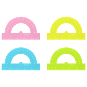 Транспортир 10см, 180° СТАММ "Neon Crystal", отливная шкала, ассорти ТР21