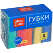 Губки для посуды OfficeClean "Maxi", поролон с абразивным слоем, 9*6,5*2,7см, 5шт. 248977