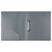 Папка на 2 кольцах СТАММ "Стандарт" А4, 25мм, 700мкм, пластик, серая, ММ-30592