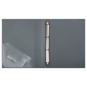 Папка на 4 кольцах СТАММ "Стандарт" А4, 25мм, 700мкм, пластик, серая, ММ-30602