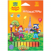 Фломастеры Мульти-Пульти "Енот во Франции", 12цв., смываемые, картон WP_10716