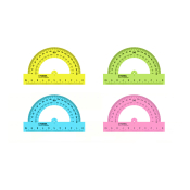 Транспортир 10см, 180° СТАММ, пластиковый, прозрачный, неоновые цвета, ассорти, ТР11