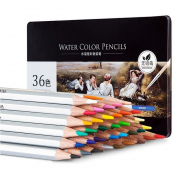 Художественные акварельные карандаши 36 цветов, в металлическом пенале, Deli 6522