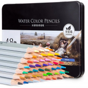 Художественные акварельные карандаши 48 цветов, в металлическом пенале, Deli 6523