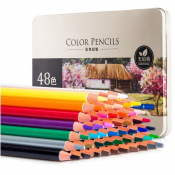 Художественные карандаши 48 цветов, в металлическом пенале, Deli 6567