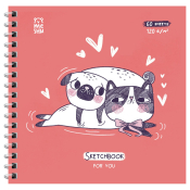 Скетчбук 60л., 150*150 MESHU "Амурная история", на гребне, выб.лак, soft-touch, 120г/м2, MS_53038