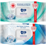 Салфетки влажные Aura "FAMILY", big-pack с крышкой, 15*14см, 144шт., антибактериальные, 4752171004504