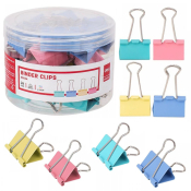 Зажим 32 мм цветной, 24 шт/уп, Deli 8553