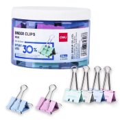 Зажим Deli, 32 мм, цветной, металлический, 24 шт/уп, 8553S