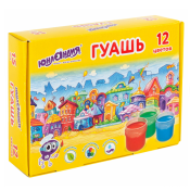 Гуашь ЮНЛАНДИЯ "ДОМИКИ", 12 цветов по 15 мл, 192561