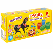 Гуашь ЮНЛАНДИЯ "ШКОЛЬНАЯ", 8 цветов по 17,5 мл, 192383