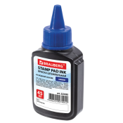 Краска штемпельная BRAUBERG, синяя, 45 мл, на водной основе, 223595