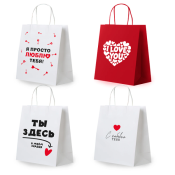 Пакет подарочный 26х13х32 см (L) "Love Story", ассорти, крафт, ЗОЛОТАЯ СКАЗКА, 700821