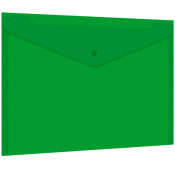 Папка-конверт с кнопкой прозрачная А4 BRAUBERG UNIVERSAL, до 100 листов, зеленая, 0,15 мм, 273074