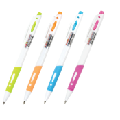 Ручка шариковая автоматическая с грипом STAFF "BP-16 White", СИНЯЯ, ассорти, линия письма 0,35 мм, 143749