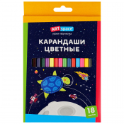Карандаши цветные ArtSpace "Космонавты", 18цв., заточен., картон, европодвес CP18_007