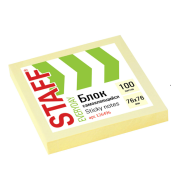 Блок самоклеящийся (стикеры), STAFF, 76х76 мм, 100 листов, желтый, 126496