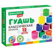 Гуашь BRAUBERG KIDS "NEW", 12 цветов по 10 мл, 192368