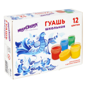 Гуашь ЮНЛАНДИЯ "ШКОЛЬНАЯ", 12 цветов по 17,5 мл, 192384