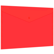 Папка-конверт с кнопкой прозрачная А4, BRAUBERG "UNIVERSAL", до 100 листов, красная, 0,15 мм, 273073