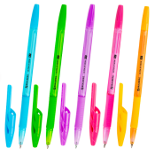 Ручка шариковая с грипом BRAUBERG "ULTRA GT NEON", СИНЯЯ, корпус ассорти, линия 0,35 мм, 144054