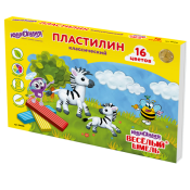 Пластилин классический ЮНЛАНДИЯ "ВЕСЁЛЫЙ ШМЕЛЬ", 16 цветов, 240 г, СО СТЕКОМ, 104810