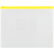 Папка-конверт на zip-молнии OfficeSpace А4, полипропилен, 150мкм, прозрачная, карман, молния желтая 329761