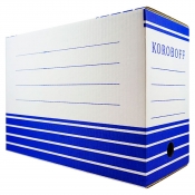 Короб архивный из гофрокартона 150мм (327*150*240) Koroboff белый синий рисунок