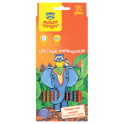 Карандаши цветные Мульти-Пульти "Енот в Индии", 12цв., заточен., картон, европодвес, CP_10746