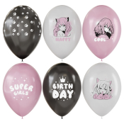 Воздушные шары, 12шт., М12/30см, MESHU "Anime party", пастель, ассорти, MS_63400