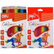 Карандаши Deli «ColoRun», 24 цвета, треугольные С00120 , пластиковые