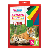 Бархатная бумага А4, ArtSpace, 5л., 5цв., в папке с европодвесом, Нбх5-5_1811